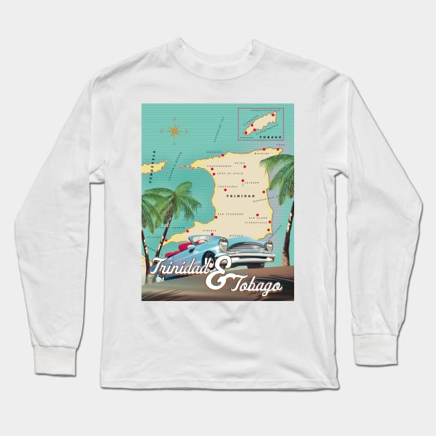 Trinidad and Tobago travel poster. Long Sleeve T-Shirt by nickemporium1